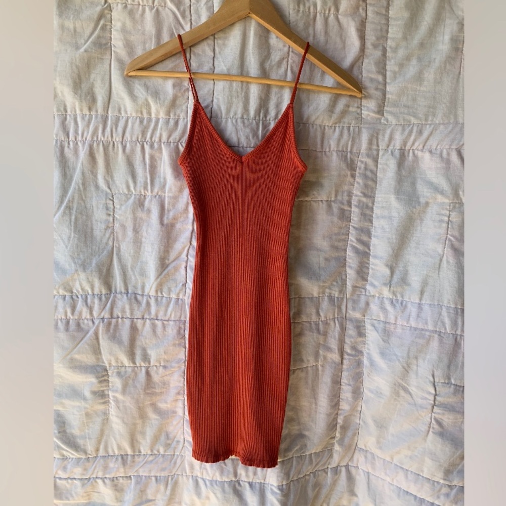 Rusty Orange 🍊 Ribbed Dress